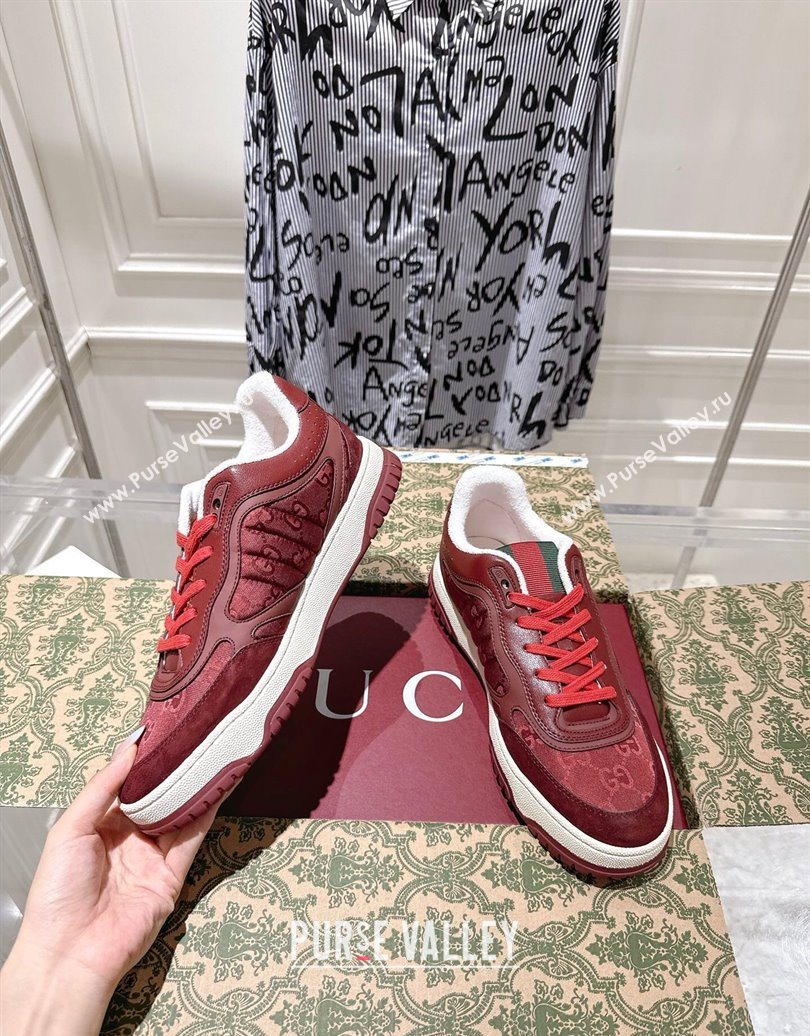 Gucci Re-Web Sneakers in GG Nylon and Suede Red 2025 785452 (MD-251021022)