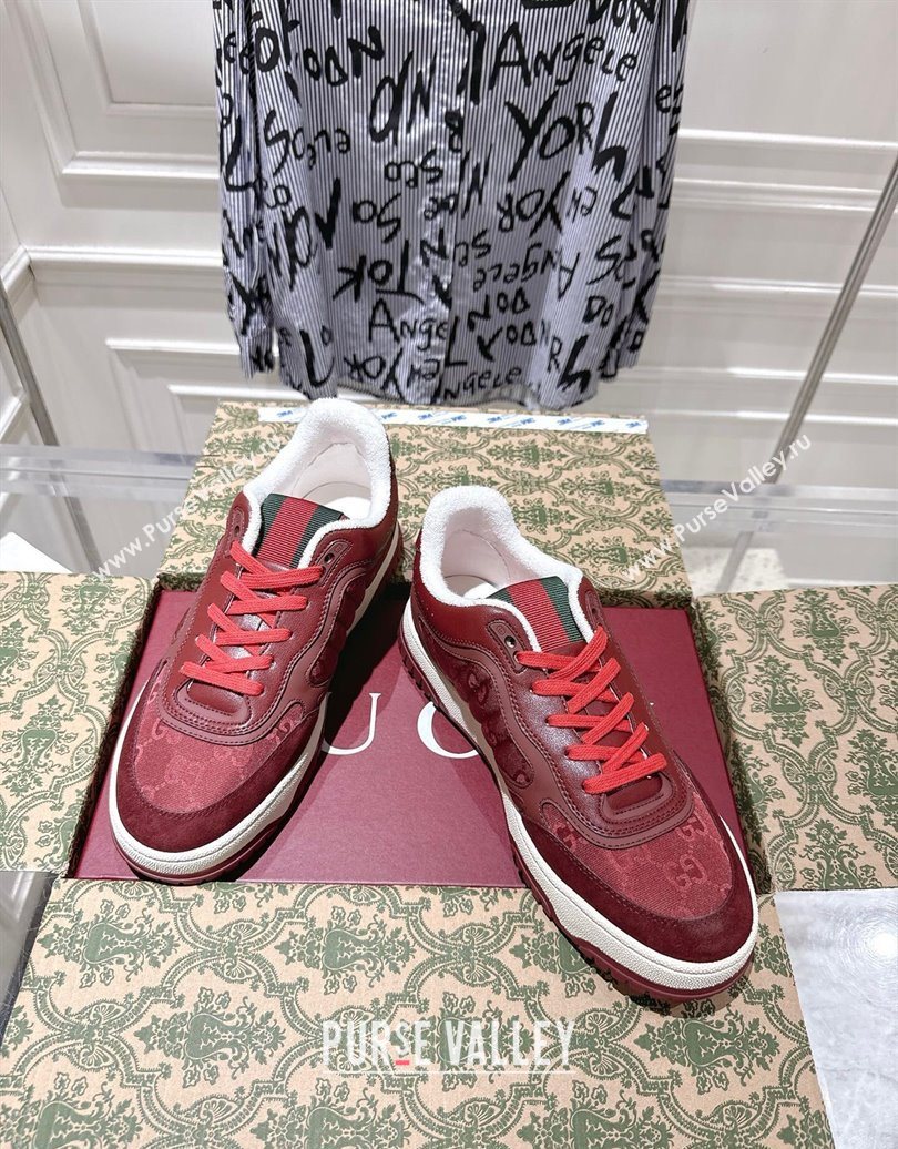 Gucci Re-Web Sneakers in GG Nylon and Suede Red 2025 785452 (MD-251021022)