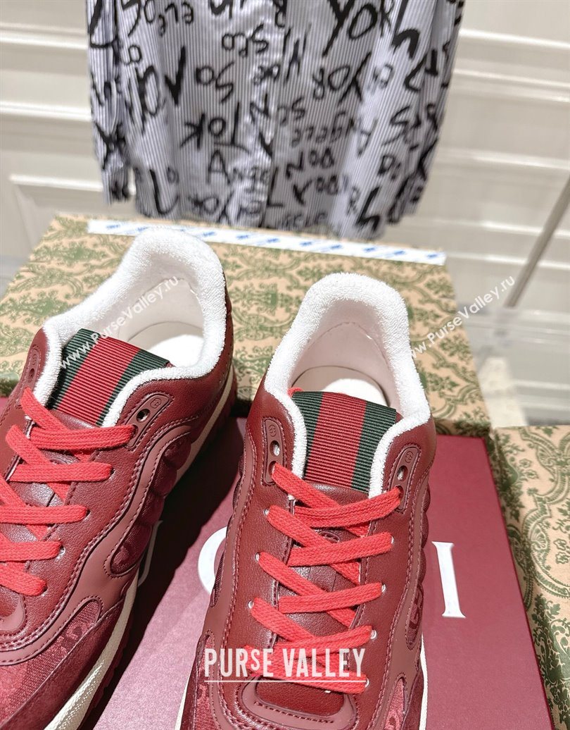 Gucci Re-Web Sneakers in GG Nylon and Suede Red 2025 785452 (MD-251021022)