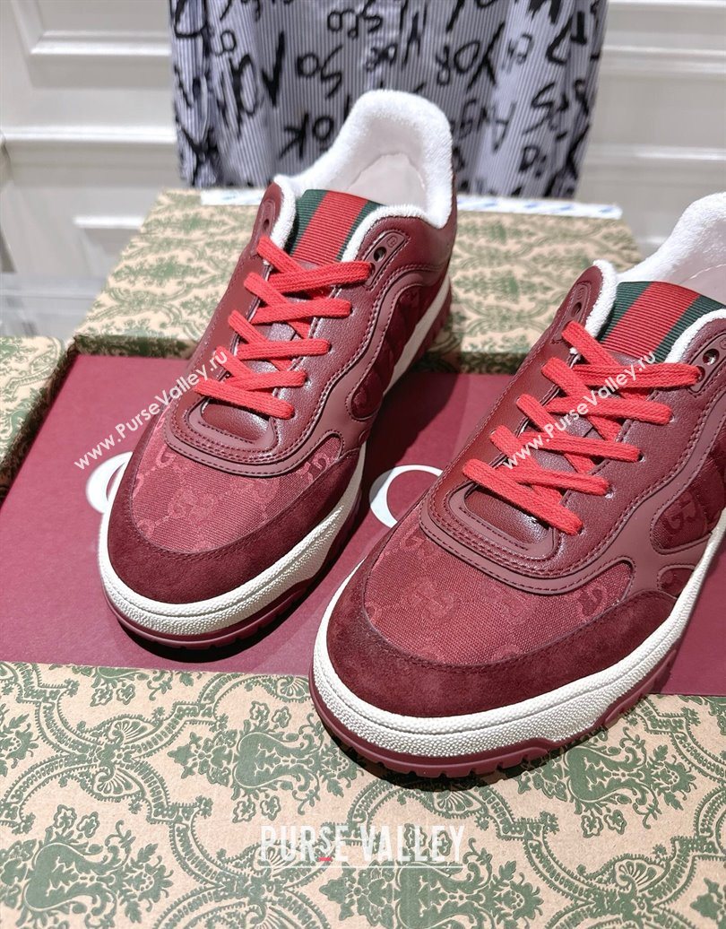 Gucci Re-Web Sneakers in GG Nylon and Suede Red 2025 785452 (MD-251021022)