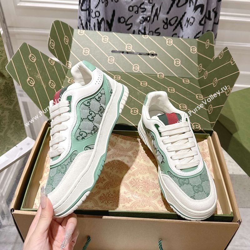 Gucci Re-Web Sneakers in GG Canvas and Leather Green 2025 785452 (MD-251021023)