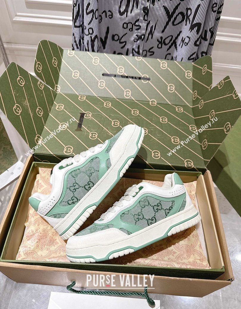 Gucci Re-Web Sneakers in GG Canvas and Leather Green 2025 785452 (MD-251021023)