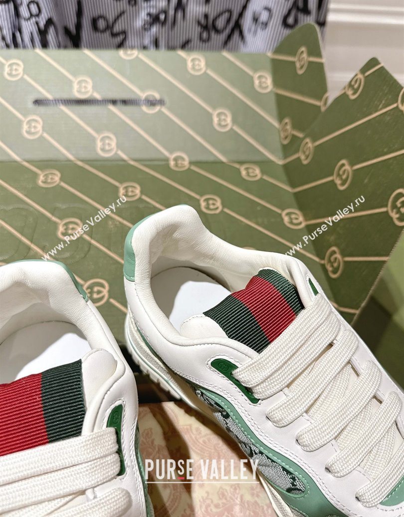 Gucci Re-Web Sneakers in GG Canvas and Leather Green 2025 785452 (MD-251021023)