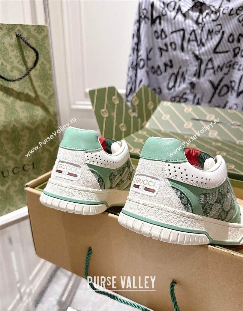 Gucci Re-Web Sneakers in GG Canvas and Leather Green 2025 785452 (MD-251021023)