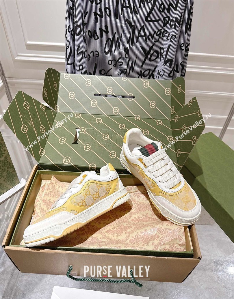 Gucci Re-Web Sneakers in GG Canvas and Leather Yellow 2025 785452 (MD-251021025)