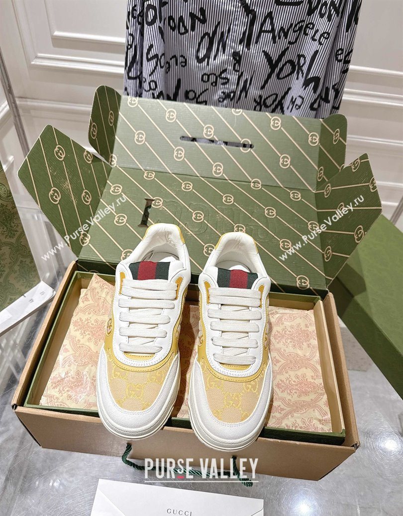 Gucci Re-Web Sneakers in GG Canvas and Leather Yellow 2025 785452 (MD-251021025)