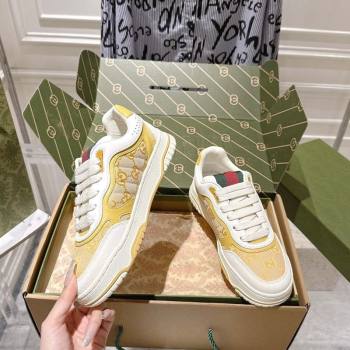 Gucci Re-Web Sneakers in GG Canvas and Leather Yellow 2025 785452 (MD-251021025)