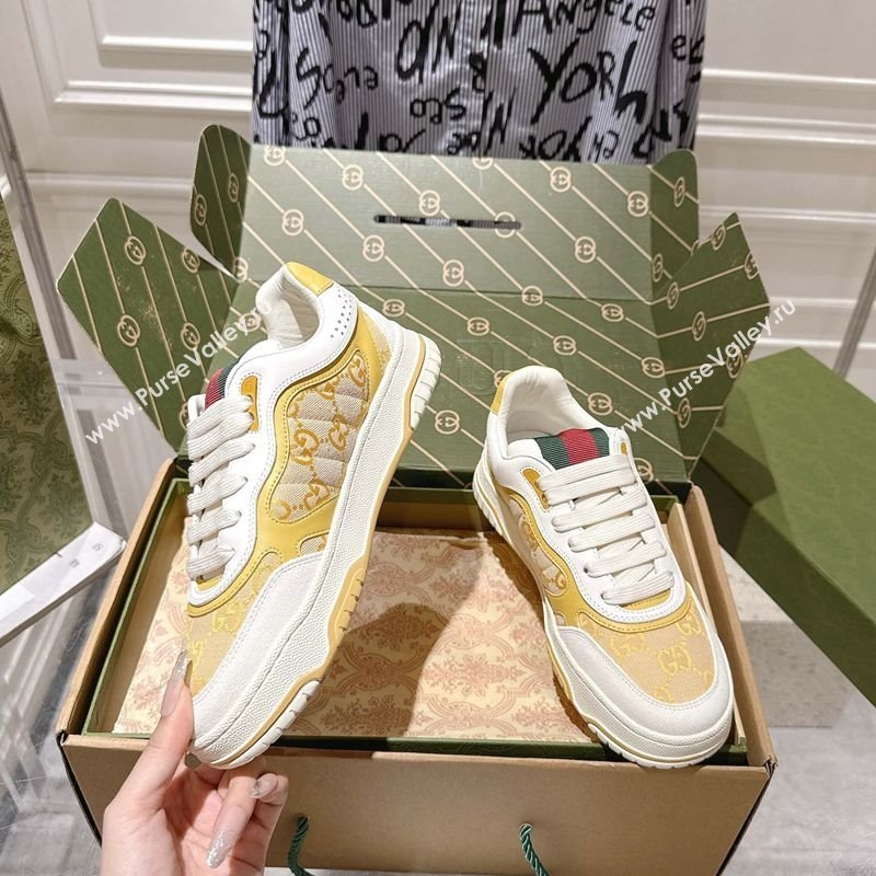 Gucci Re-Web Sneakers in GG Canvas and Leather Yellow 2025 785452 (MD-251021025)