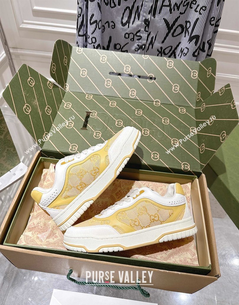 Gucci Re-Web Sneakers in GG Canvas and Leather Yellow 2025 785452 (MD-251021025)