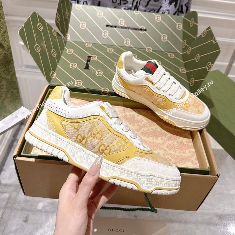 Gucci Re-Web Sneakers in GG Canvas and Leather Yellow 2025 785452 (MD-251021025)