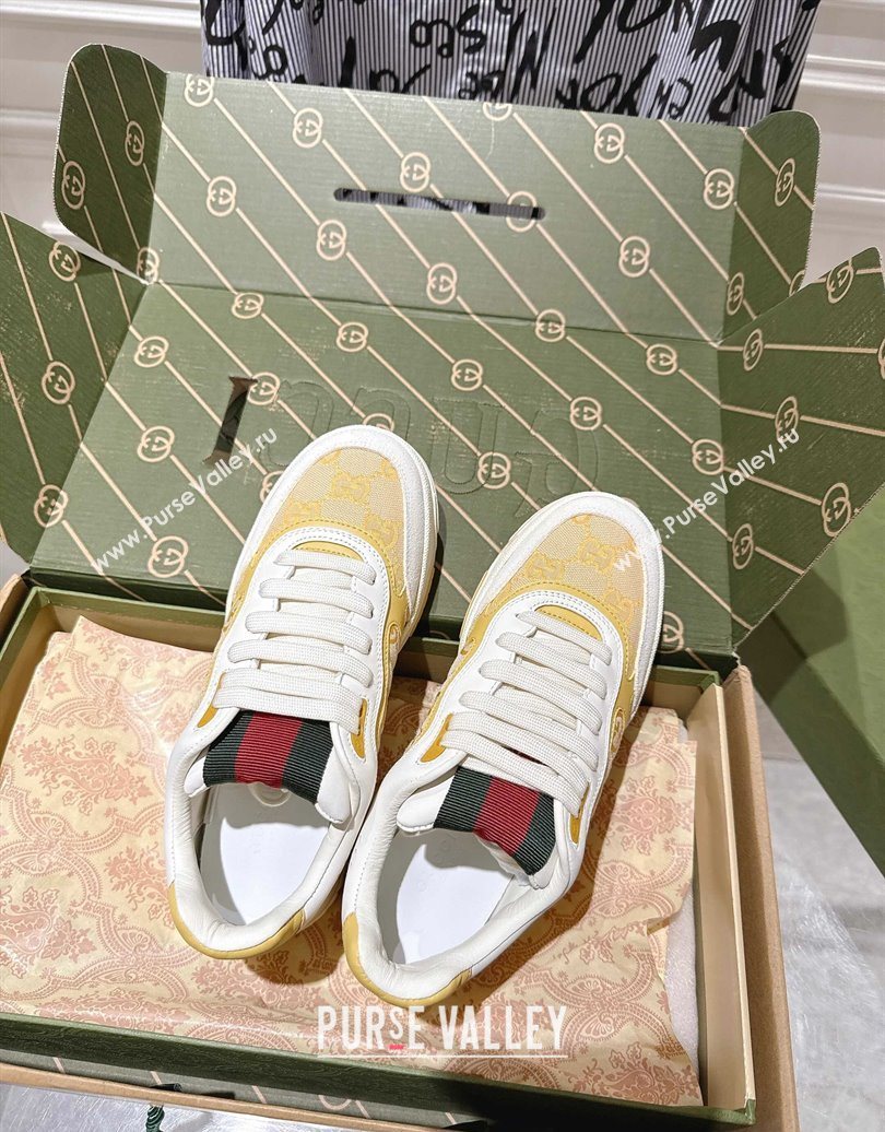 Gucci Re-Web Sneakers in GG Canvas and Leather Yellow 2025 785452 (MD-251021025)