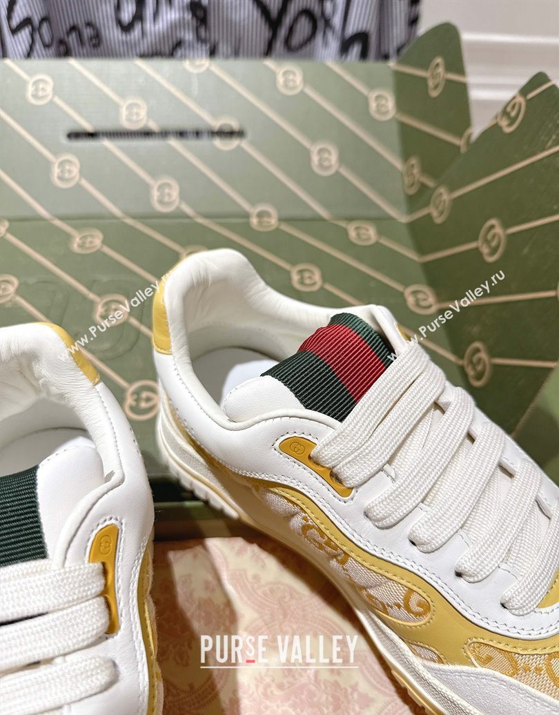 Gucci Re-Web Sneakers in GG Canvas and Leather Yellow 2025 785452 (MD-251021025)