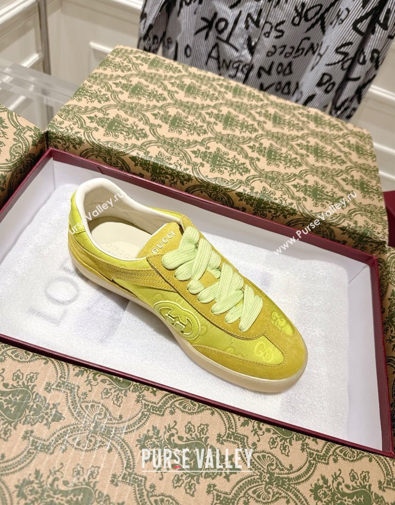 Gucci G75 Sneakers in GG Nylon and Suede Yellow 2025 849465 (MD-251021026)
