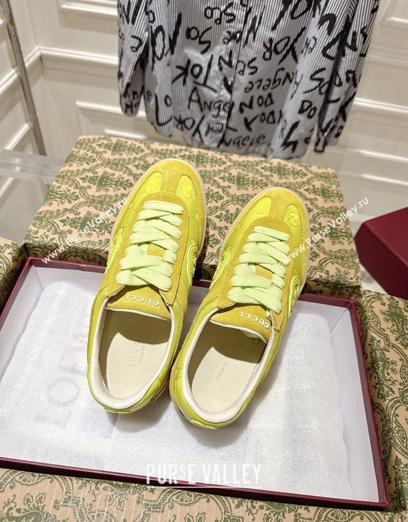 Gucci G75 Sneakers in GG Nylon and Suede Yellow 2025 849465 (MD-251021026)