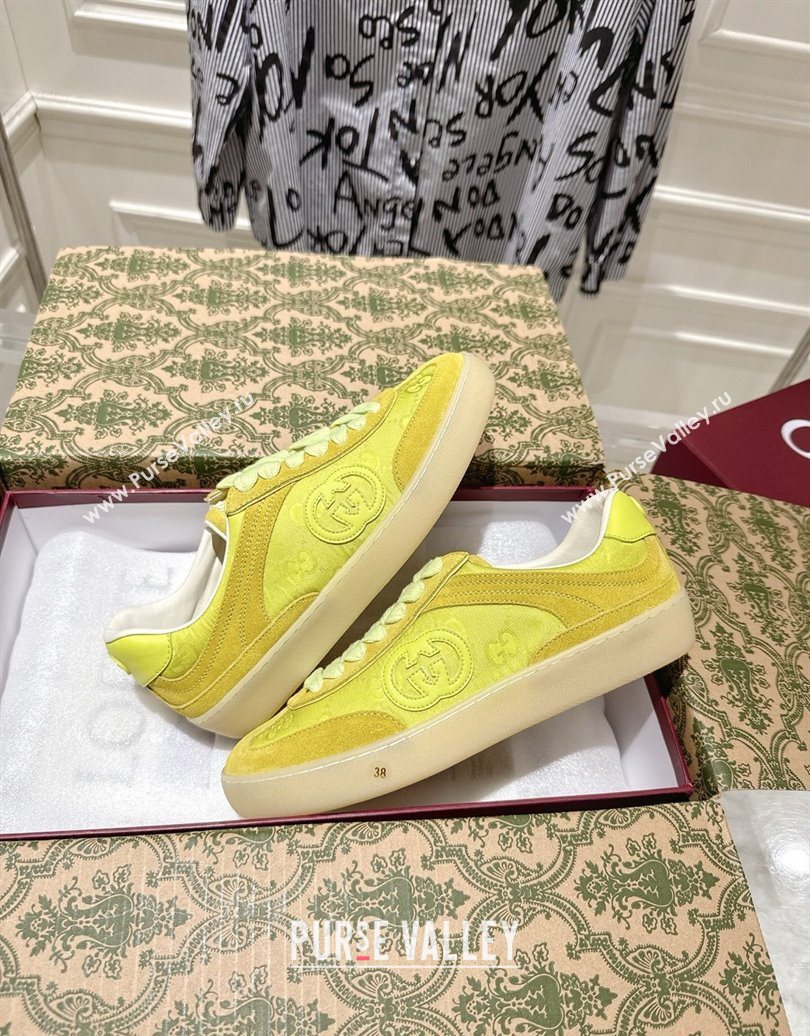 Gucci G75 Sneakers in GG Nylon and Suede Yellow 2025 849465 (MD-251021026)