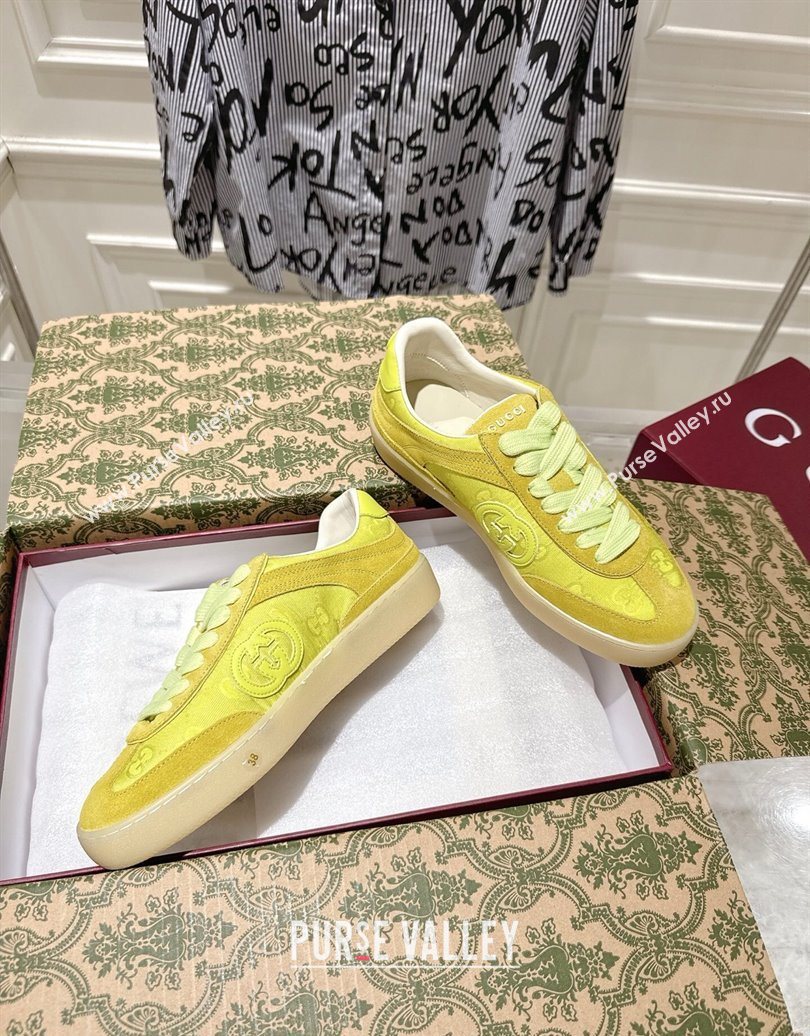 Gucci G75 Sneakers in GG Nylon and Suede Yellow 2025 849465 (MD-251021026)