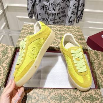 Gucci G75 Sneakers in GG Nylon and Suede Yellow 2025 849465 (MD-251021026)