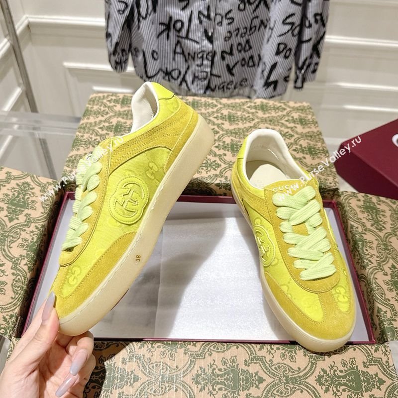 Gucci G75 Sneakers in GG Nylon and Suede Yellow 2025 849465 (MD-251021026)
