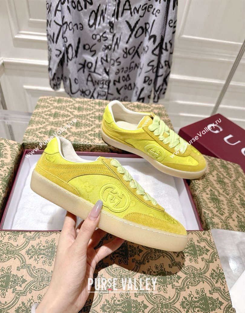 Gucci G75 Sneakers in GG Nylon and Suede Yellow 2025 849465 (MD-251021026)