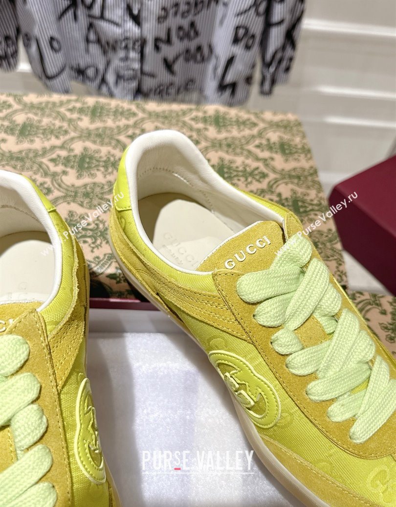 Gucci G75 Sneakers in GG Nylon and Suede Yellow 2025 849465 (MD-251021026)