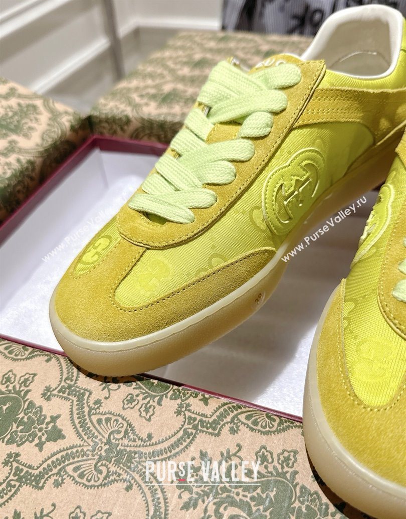 Gucci G75 Sneakers in GG Nylon and Suede Yellow 2025 849465 (MD-251021026)