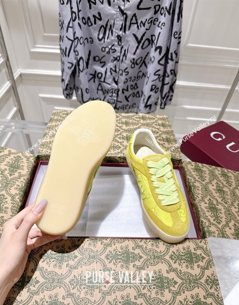Gucci G75 Sneakers in GG Nylon and Suede Yellow 2025 849465 (MD-251021026)