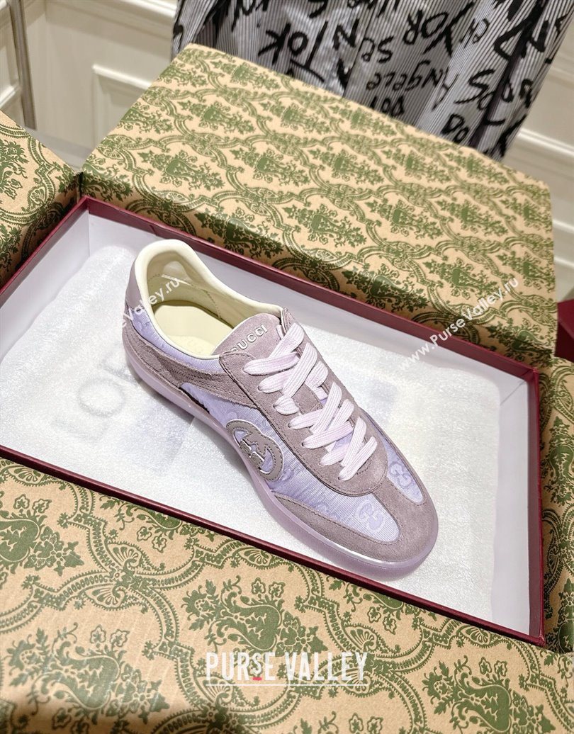 Gucci G75 Sneakers in GG Nylon and Suede Purple 2025 849465 (MD-251021027)