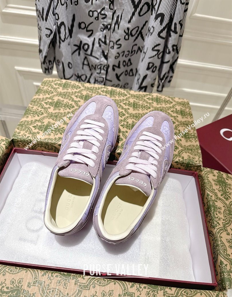 Gucci G75 Sneakers in GG Nylon and Suede Purple 2025 849465 (MD-251021027)