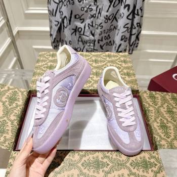Gucci G75 Sneakers in GG Nylon and Suede Purple 2025 849465 (MD-251021027)