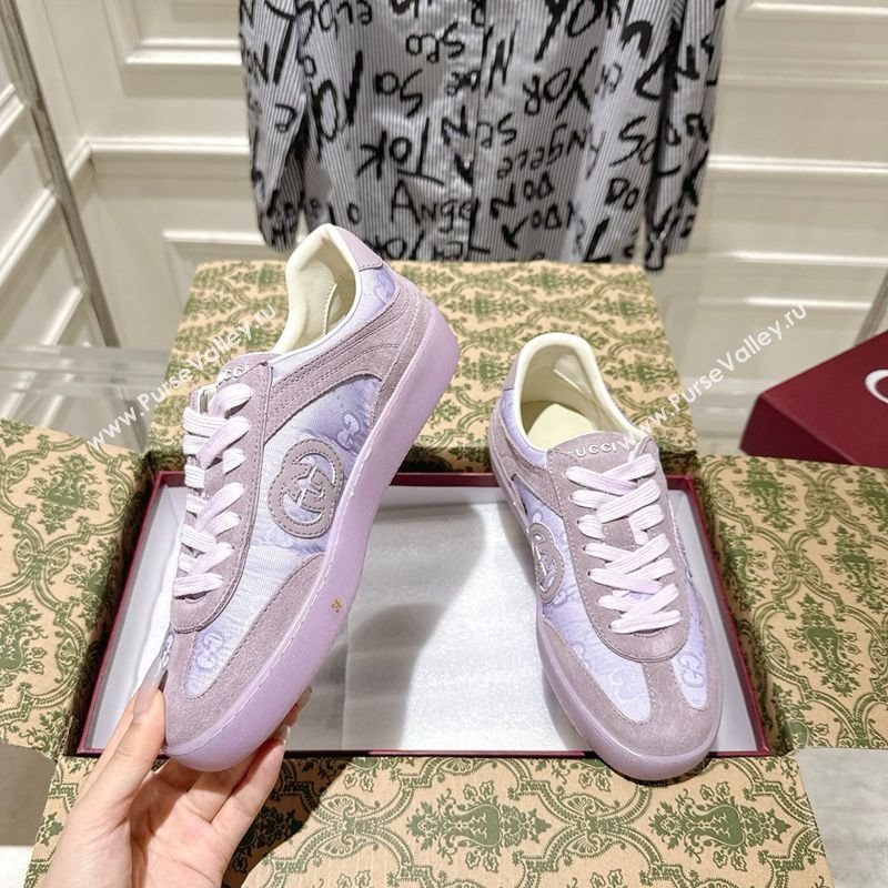 Gucci G75 Sneakers in GG Nylon and Suede Purple 2025 849465 (MD-251021027)