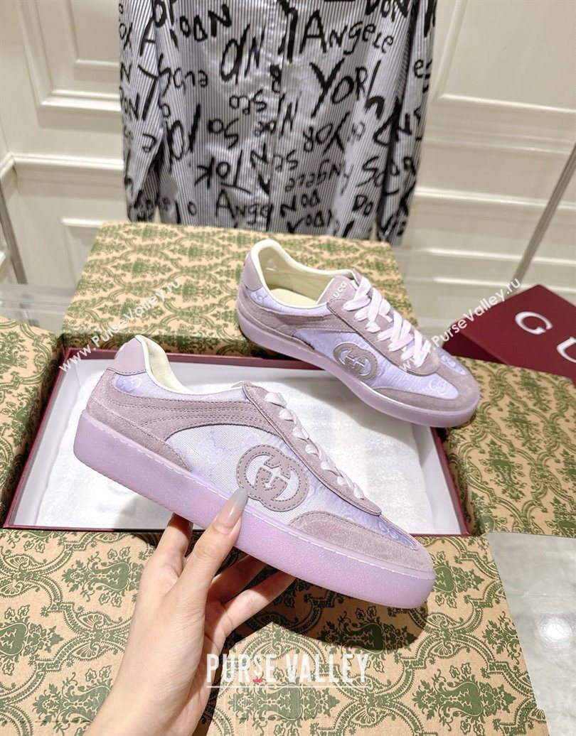 Gucci G75 Sneakers in GG Nylon and Suede Purple 2025 849465 (MD-251021027)