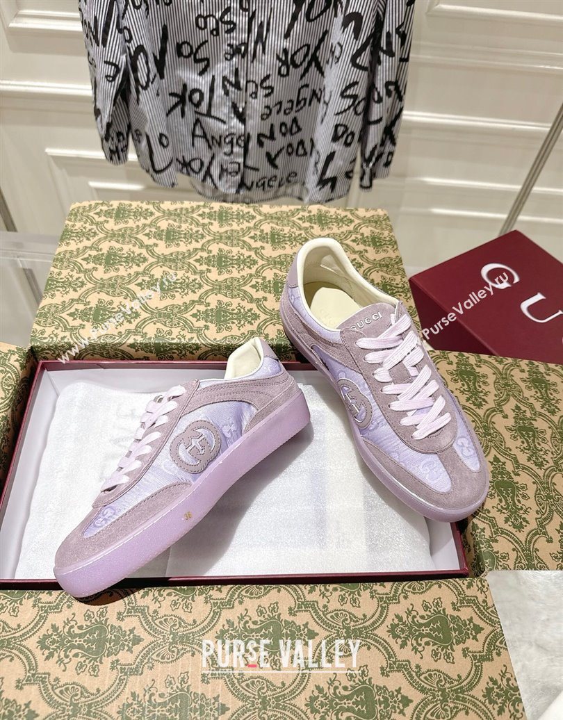 Gucci G75 Sneakers in GG Nylon and Suede Purple 2025 849465 (MD-251021027)
