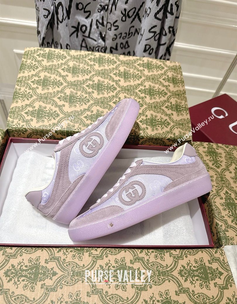 Gucci G75 Sneakers in GG Nylon and Suede Purple 2025 849465 (MD-251021027)