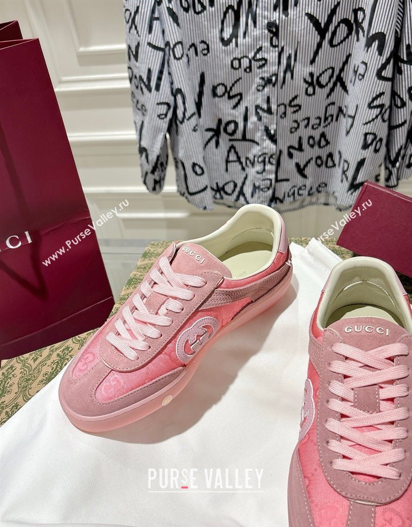 Gucci G75 Sneakers in GG Nylon and Suede Pink 2025 849465 (MD-251021028)