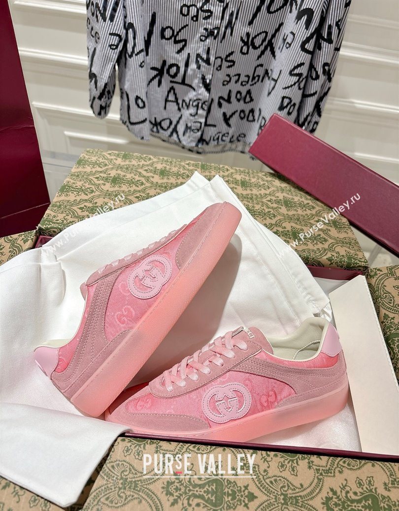 Gucci G75 Sneakers in GG Nylon and Suede Pink 2025 849465 (MD-251021028)