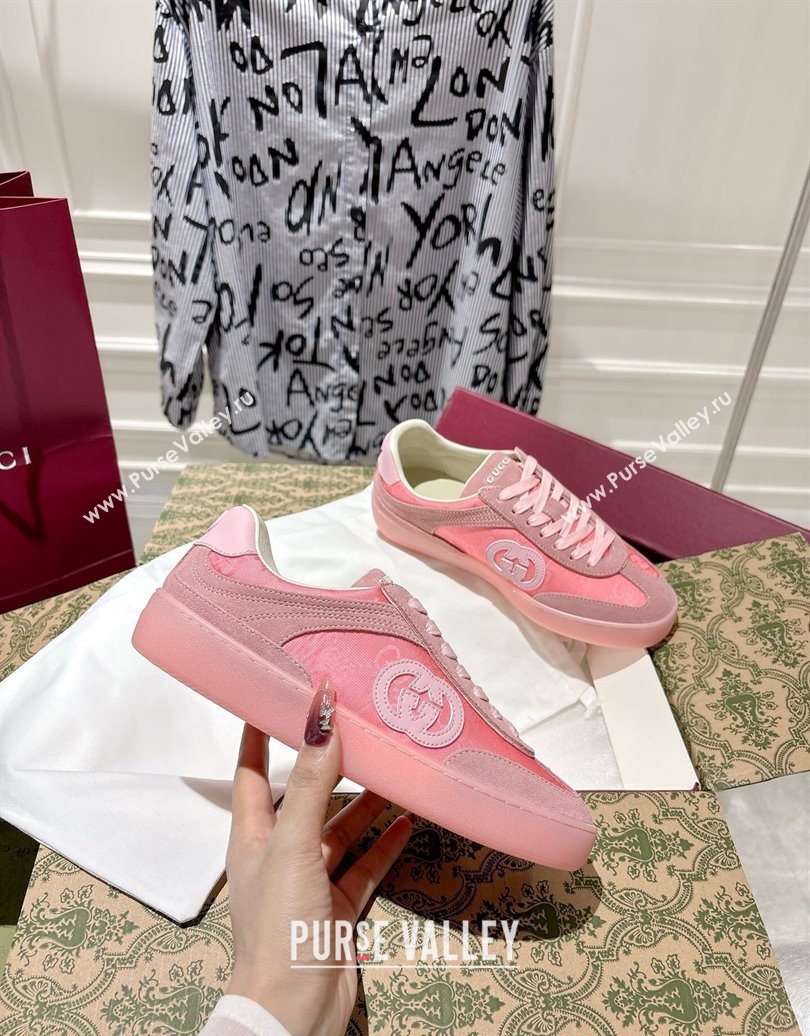 Gucci G75 Sneakers in GG Nylon and Suede Pink 2025 849465 (MD-251021028)