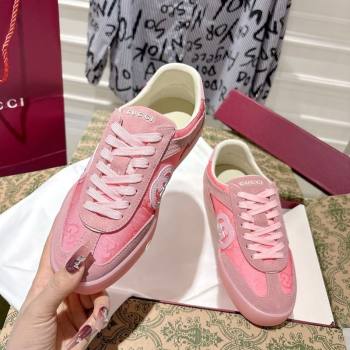 Gucci G75 Sneakers in GG Nylon and Suede Pink 2025 849465 (MD-251021028)