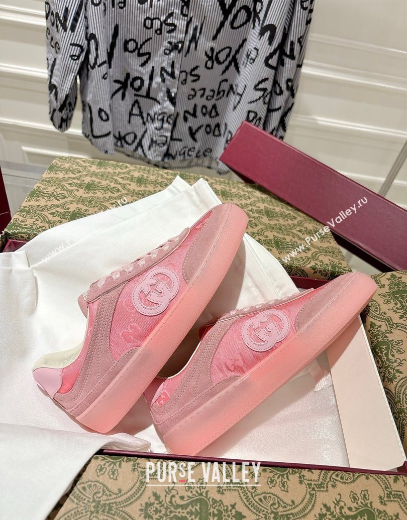 Gucci G75 Sneakers in GG Nylon and Suede Pink 2025 849465 (MD-251021028)