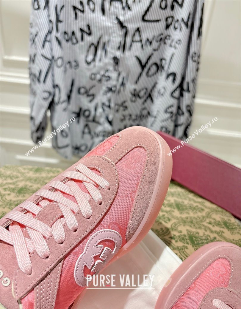 Gucci G75 Sneakers in GG Nylon and Suede Pink 2025 849465 (MD-251021028)
