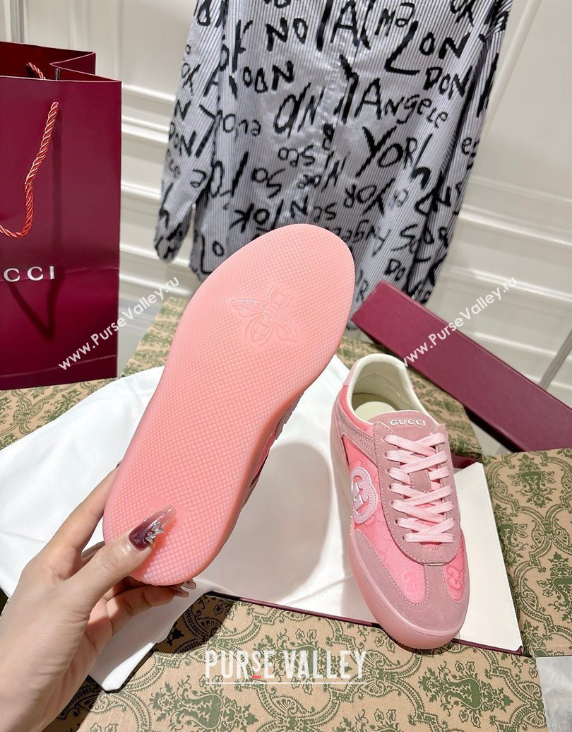 Gucci G75 Sneakers in GG Nylon and Suede Pink 2025 849465 (MD-251021028)