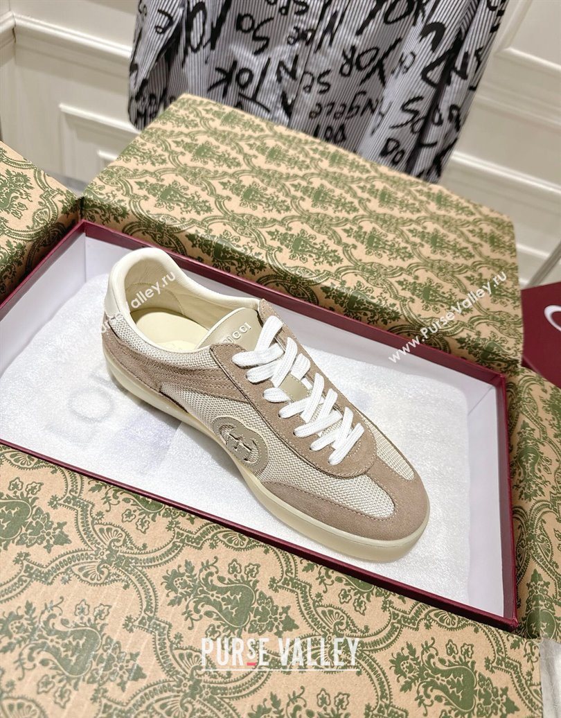 Gucci G75 Sneakers in Mesh and Suede Beige 2025 849465 (MD-251021029)