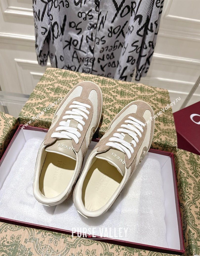 Gucci G75 Sneakers in Mesh and Suede Beige 2025 849465 (MD-251021029)