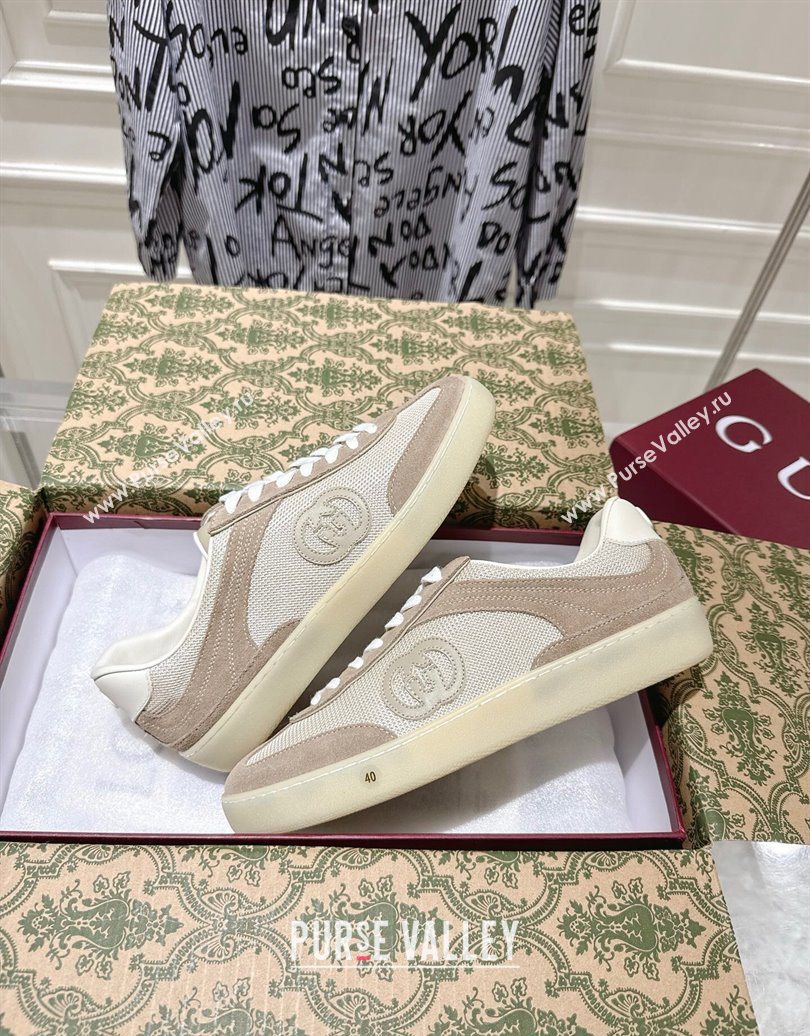 Gucci G75 Sneakers in Mesh and Suede Beige 2025 849465 (MD-251021029)