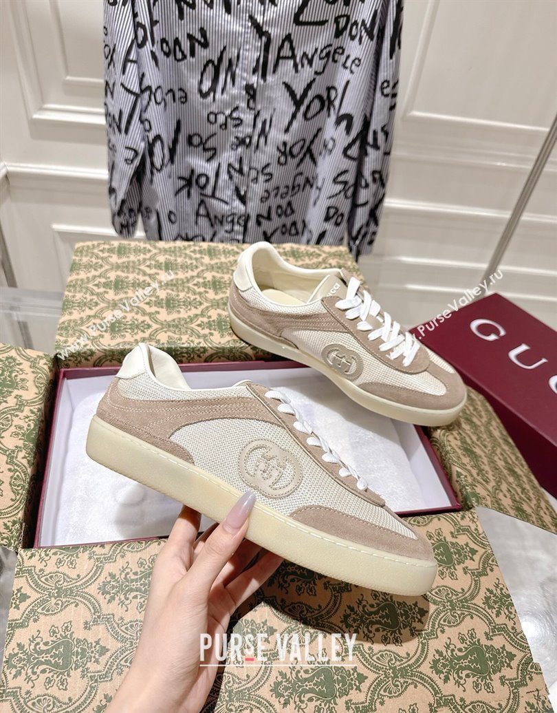 Gucci G75 Sneakers in Mesh and Suede Beige 2025 849465 (MD-251021029)
