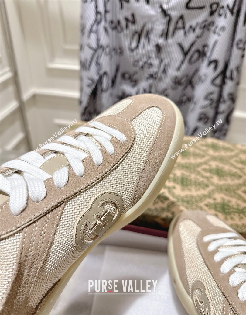 Gucci G75 Sneakers in Mesh and Suede Beige 2025 849465 (MD-251021029)