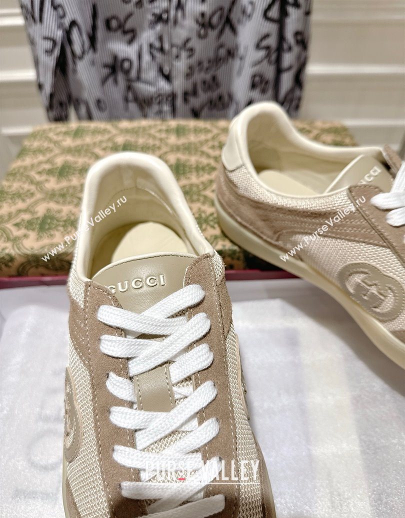 Gucci G75 Sneakers in Mesh and Suede Beige 2025 849465 (MD-251021029)