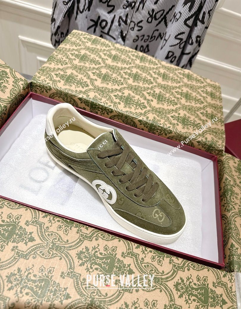 Gucci G75 Sneakers in GG Canvas and Suede Green 2025 849465 (MD-251021030)