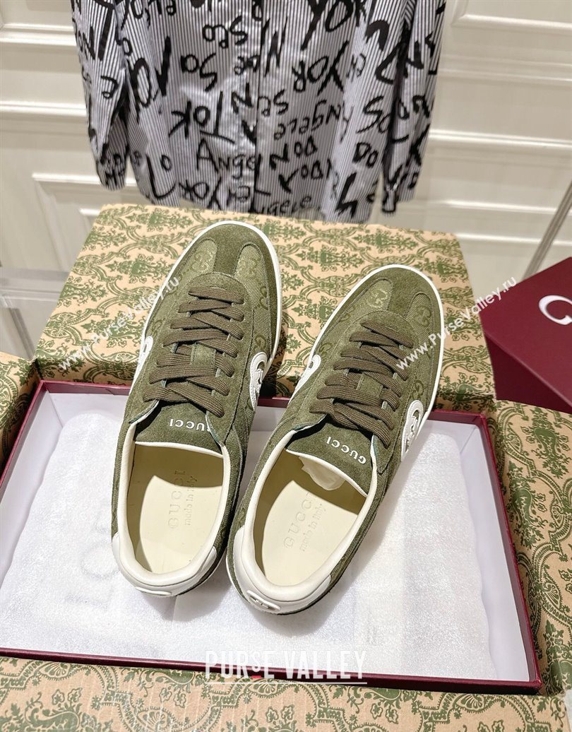 Gucci G75 Sneakers in GG Canvas and Suede Green 2025 849465 (MD-251021030)