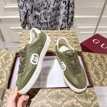 Gucci G75 Sneakers in GG Canvas and Suede Green 2025 849465 (MD-251021030)