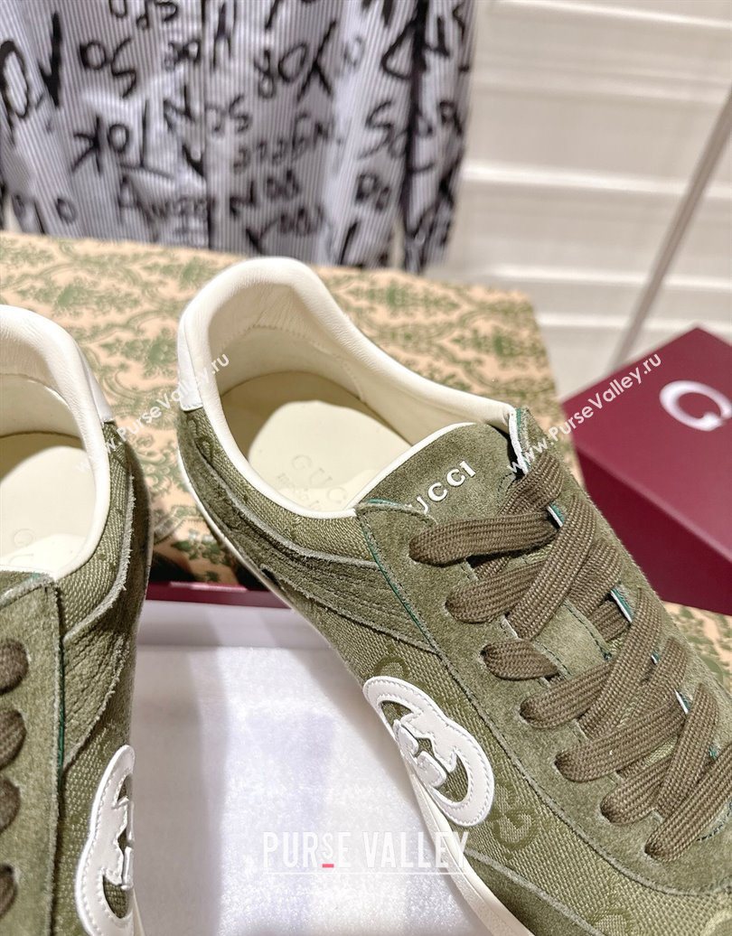 Gucci G75 Sneakers in GG Canvas and Suede Green 2025 849465 (MD-251021030)